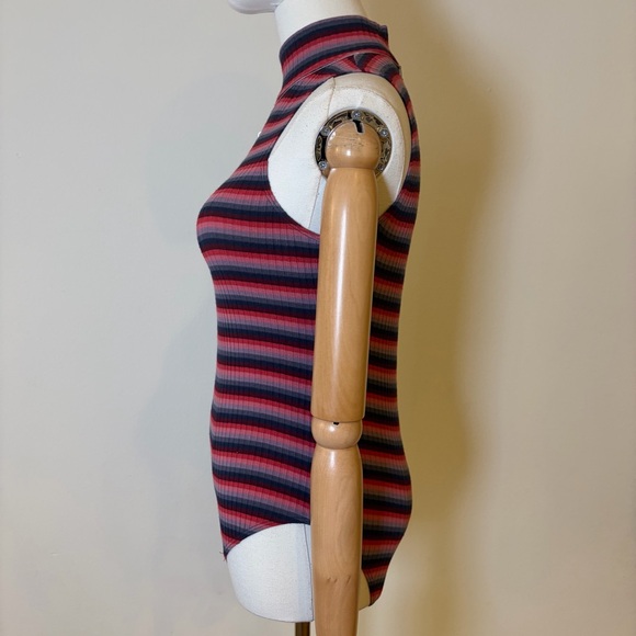 Abound Striped Ribbed Mock Neck Bodysuit XS - Picture 7 of 10